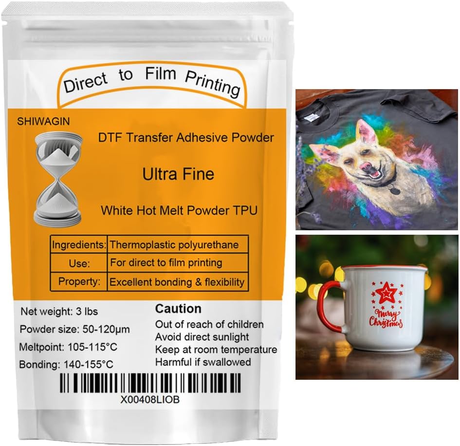 Extra Volume 3 lbs Ultra Fine DTF Powder - DTF Transfer Sublimation Powder - Sublimation Powder for Heat Transfer - White Hot Melt Adhesive Powder