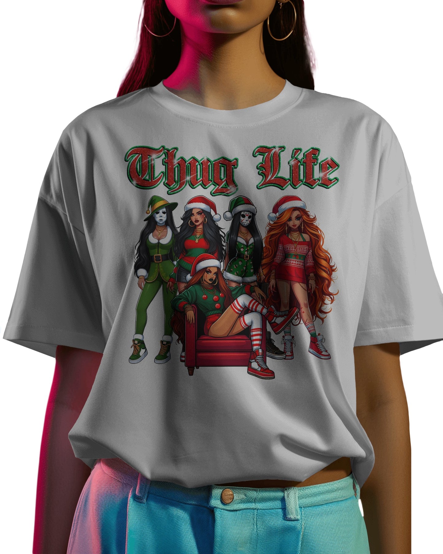 X- mas Thug Life DTF Gang Sheet, Santa Thug Life, Frosty Thug Life, Rudolph Thug Life, V2